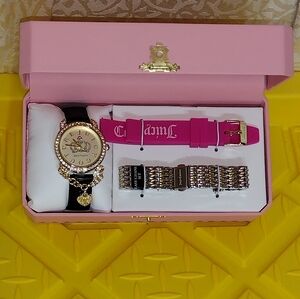 JUICY COUTURE WATCH GIFT SET JUICY COUTURE CROWN WATCH 3 STRAP SET BAND SET NEW